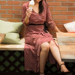 Spirit of Grace Vertical Striped Cinch Maxi Dress